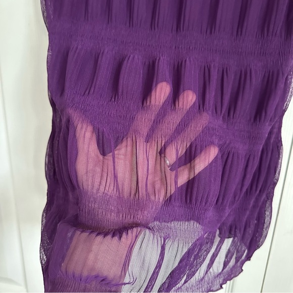 Chadwicks Womens Purple Mesh Overlay 3D Textured Smocked Top Sz S Corpcore Chic - Picture 4 of 11